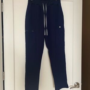 Figs Blue Cargo Pants with Drawstring Waistband